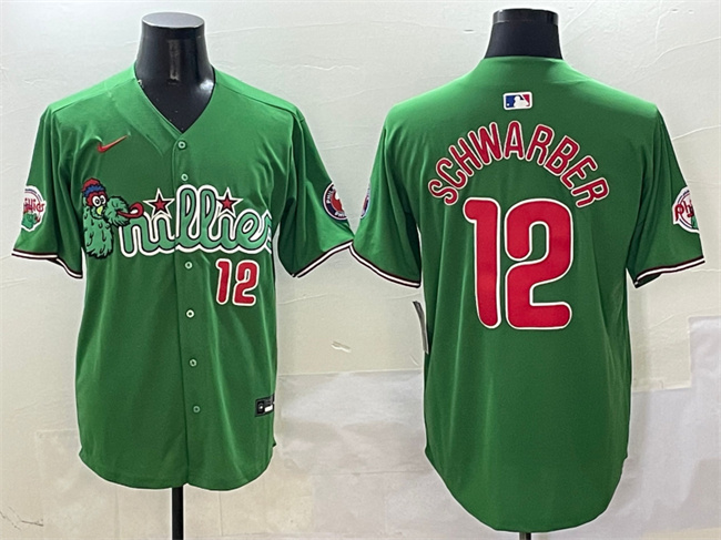 Men's Philadelphia Phillies #12 Kyle Schwarber Green Phanatic Limited Stitched Jersey